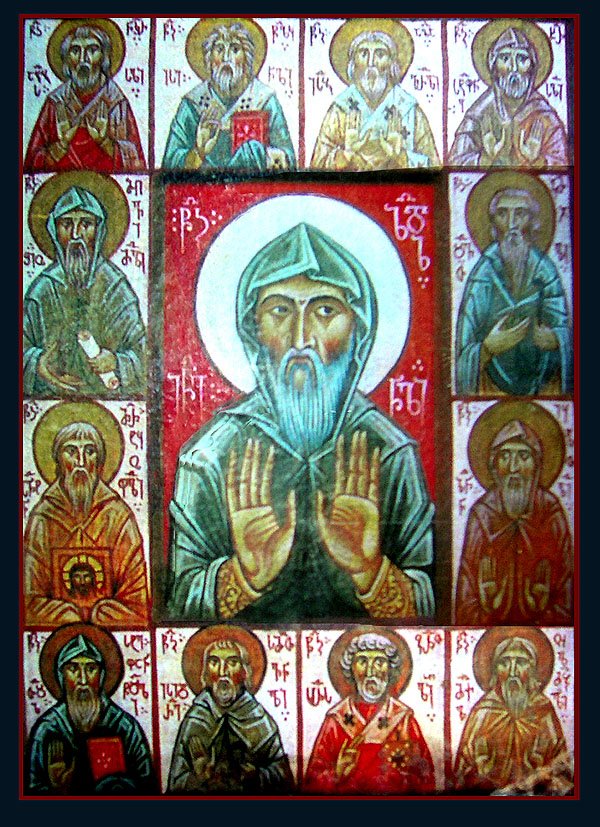Saint John Zedazeni of Zaden, Georgia, with his 12 disciples